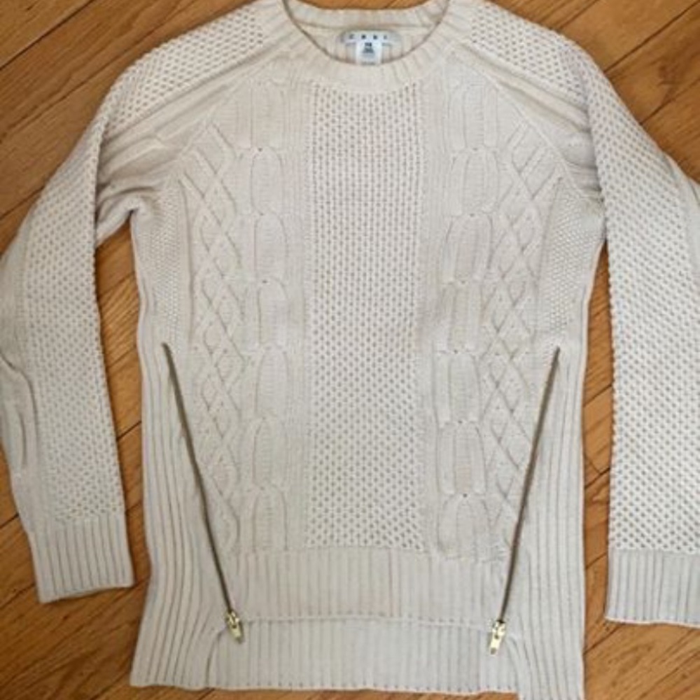 Cabi zippered cable knit sweater